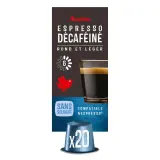 AUCHAN Capsules de café espresso décaféiné intensité 6 compatibles Nespresso