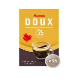 AUCHAN Dosettes de café doux intensité 3 compatibles Senseo