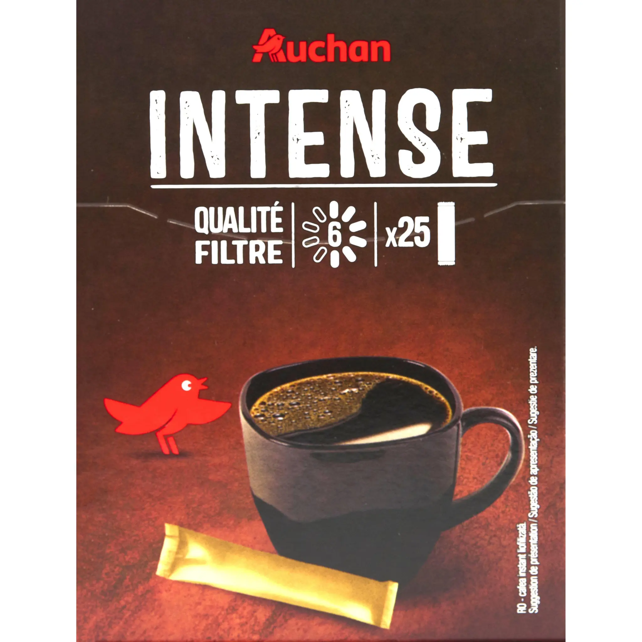 AUCHAN Café soluble qualité filtre en stick intensité 6