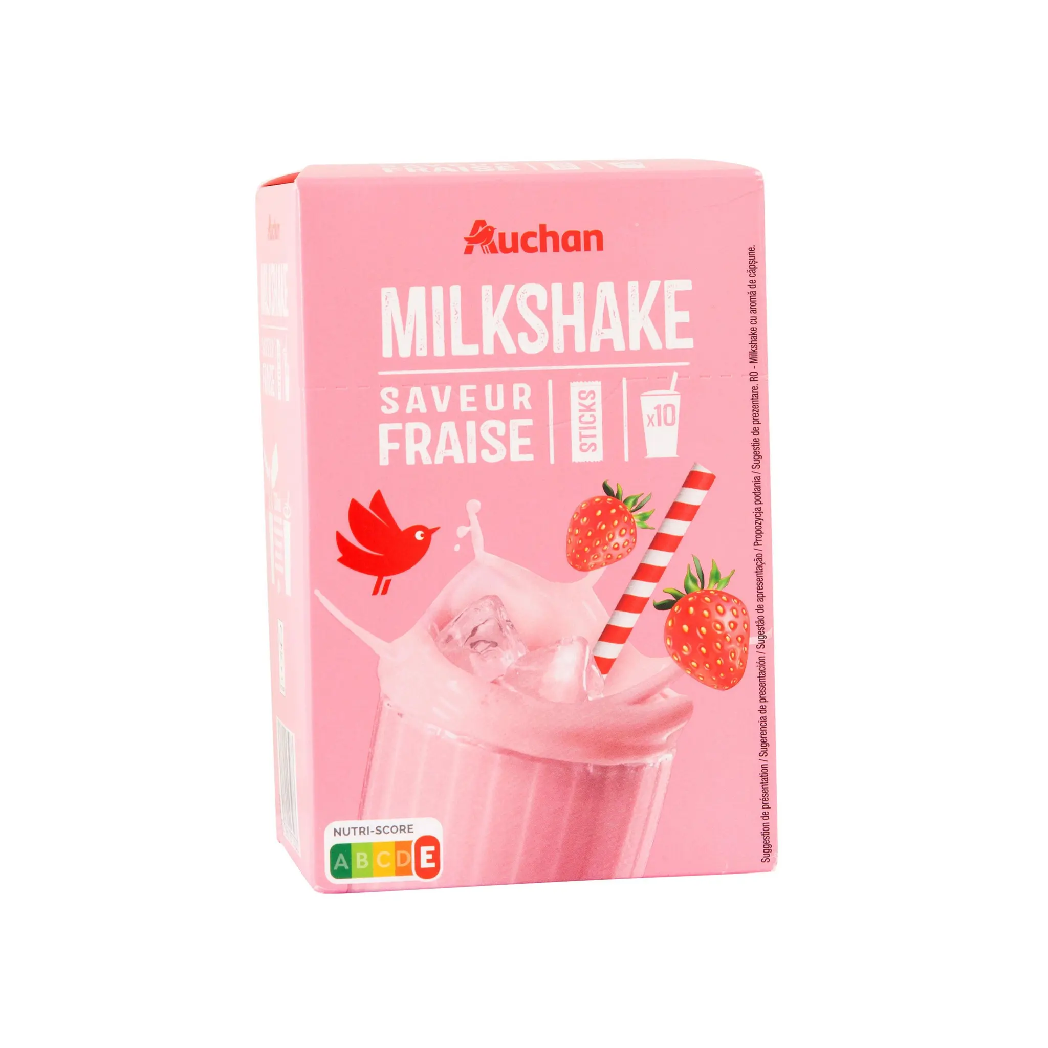 AUCHAN Milkshake saveur fraise en sticks