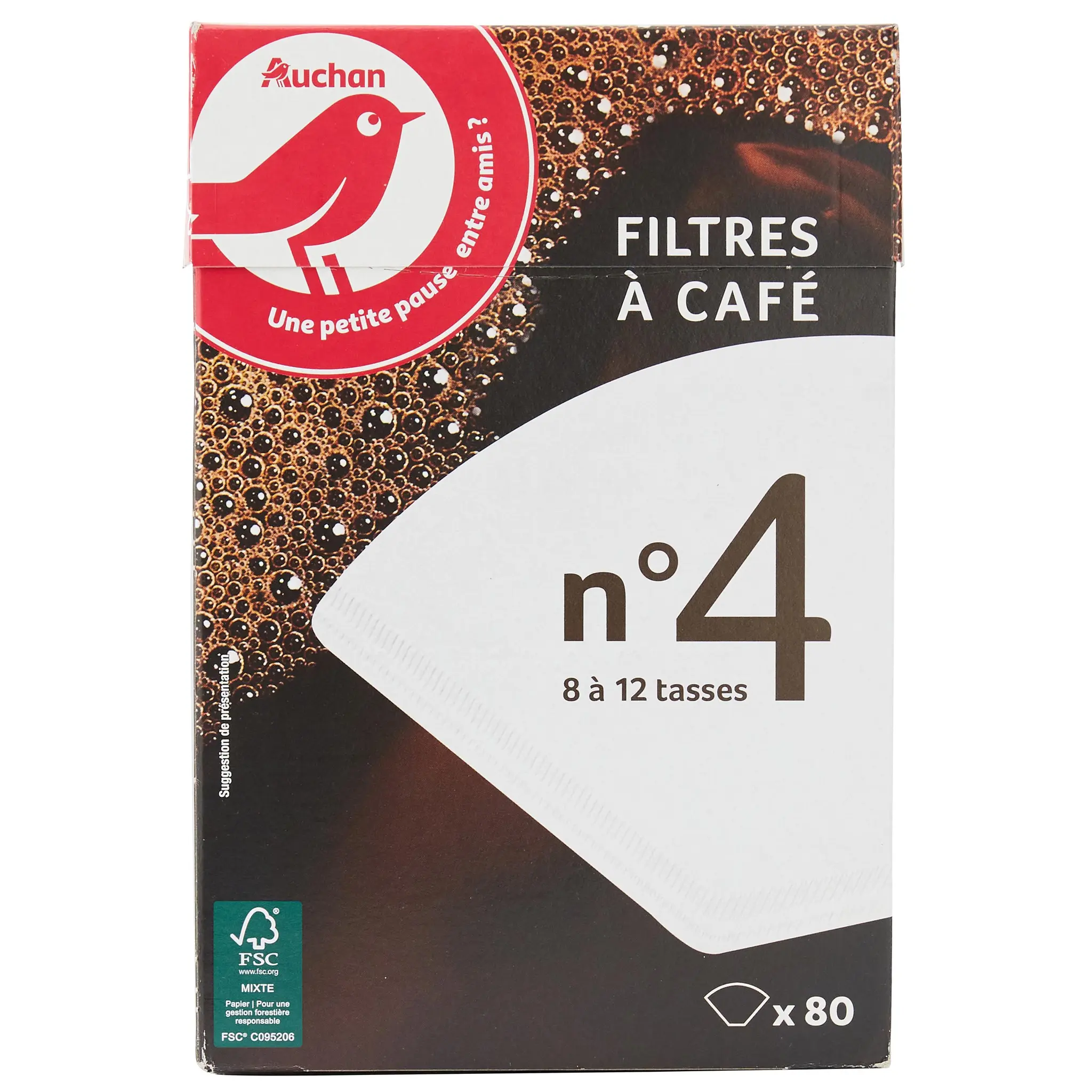 AUCHAN Filtres à café n°4 pour 8 à 12 tasses