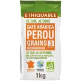 ETHIQUABLE Café en grain bio arabica Pérou intensité 2