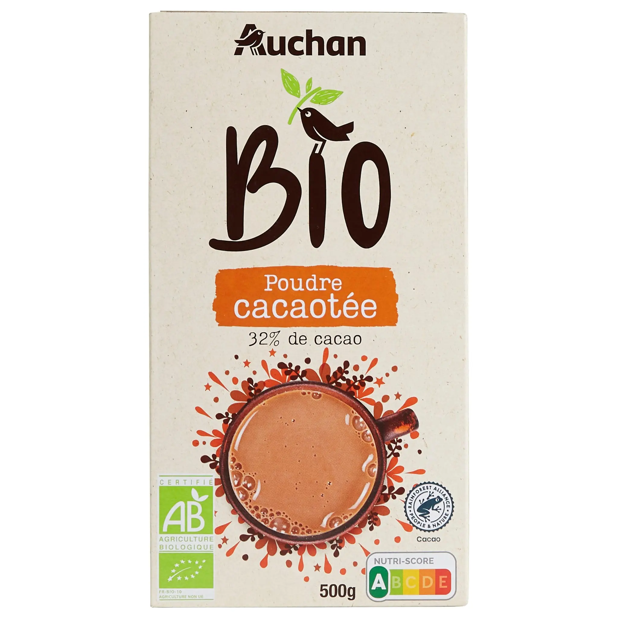 AUCHAN BIO Chocolat en poudre préparation pour boisson
