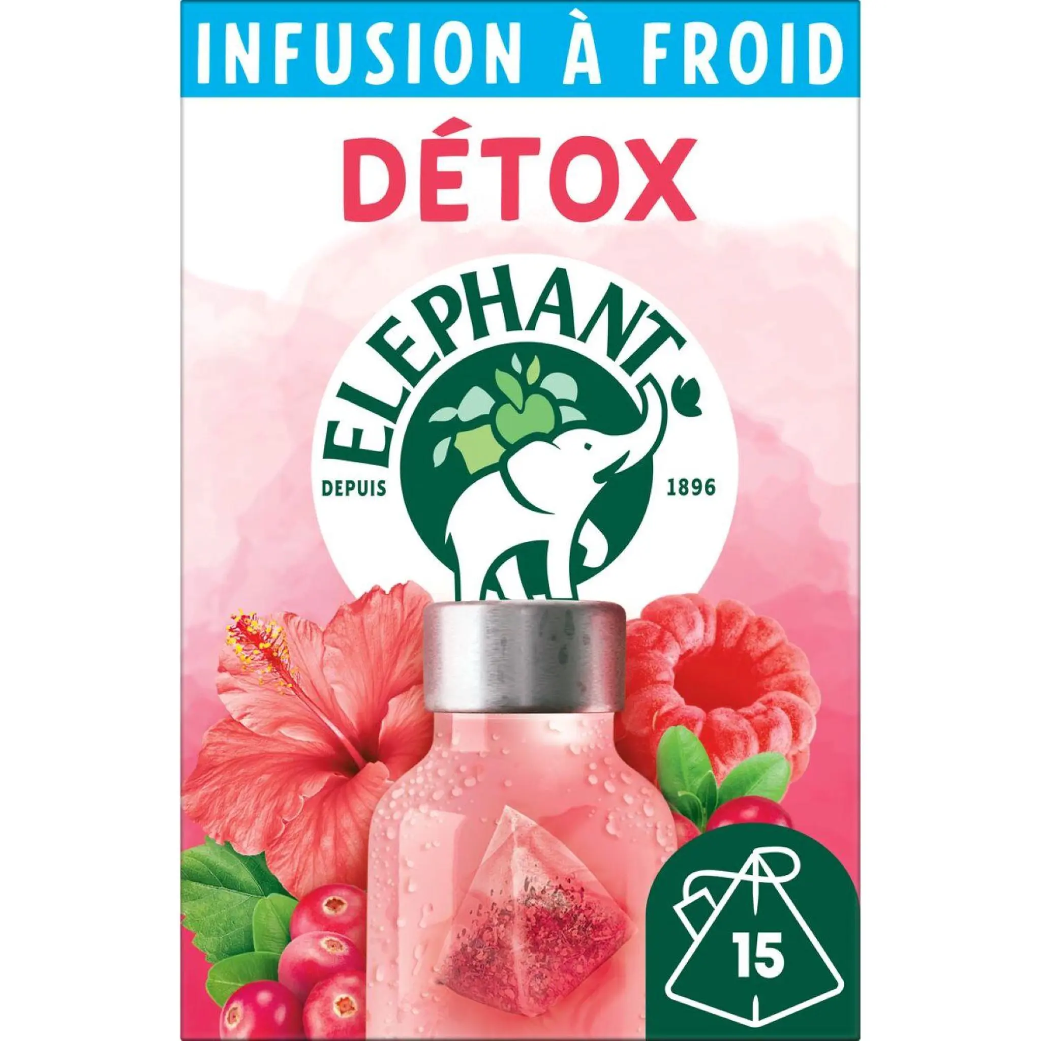 ELEPHANT Infusion à froid détox cranberry framboise et hibiscus