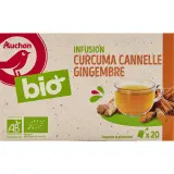AUCHAN BIO Infusion au curcuma cannelle et gingembre