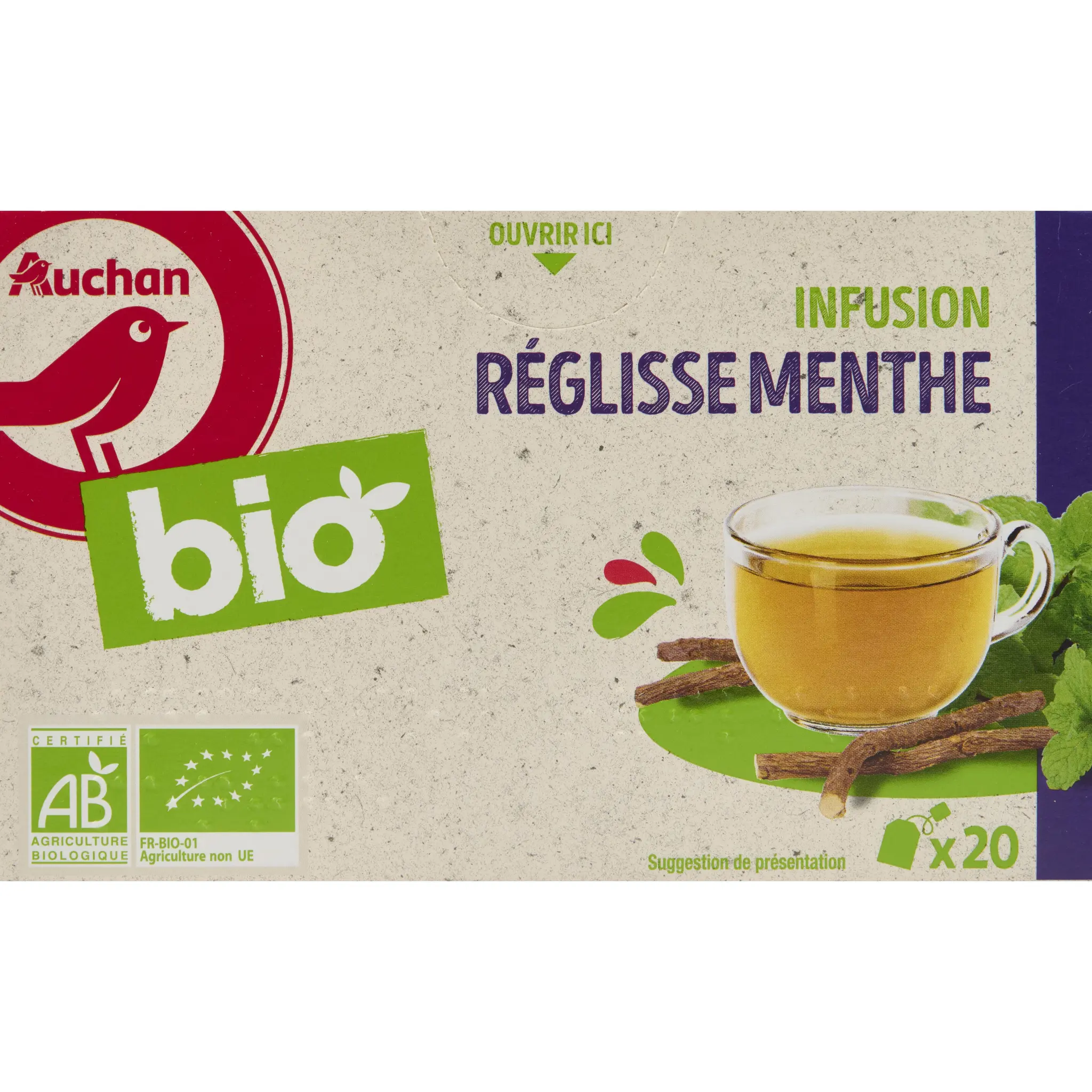 AUCHAN BIO Infusion réglisse menthe