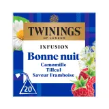 TWININGS Infusion bonne nuit à la camomille tilleul saveur framboise
