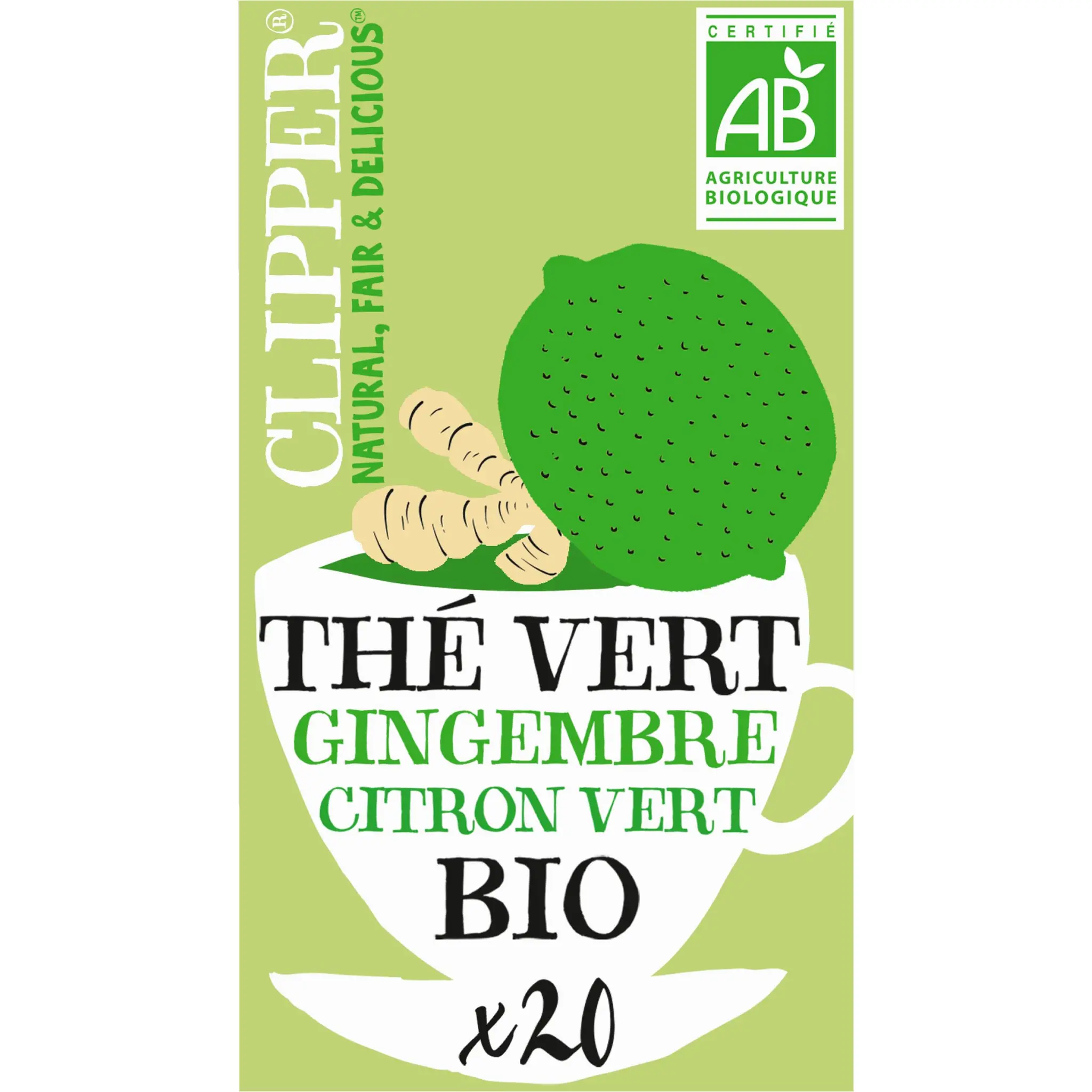 CLIPPER Thé vert bio au gingembre et citron vert