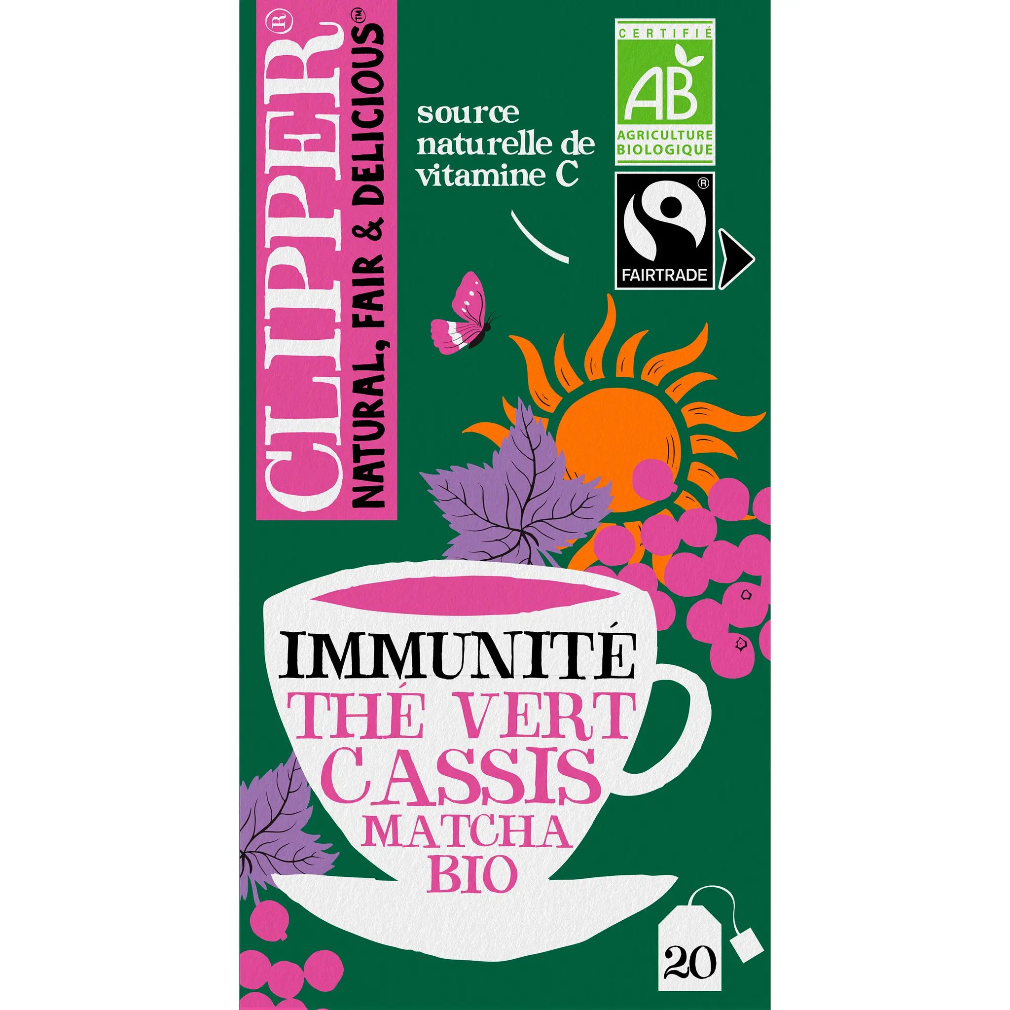 CLIPPER Thé vert Immunité cassis matcha bio