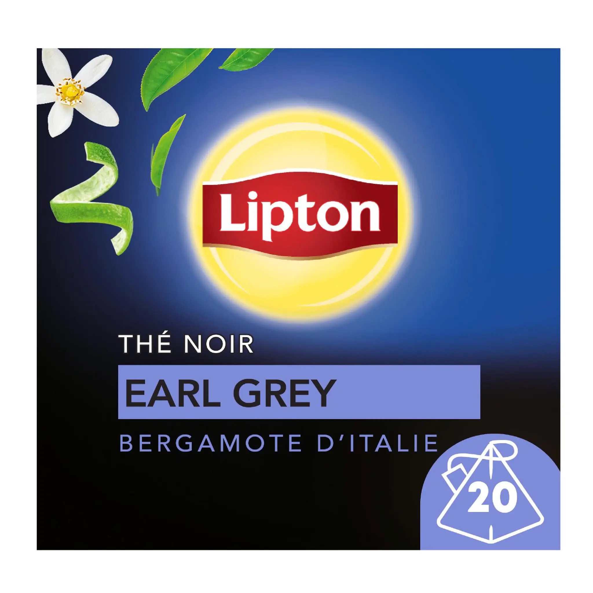 LIPTON Thé noir Earl Grey à la bergamote d'Italie