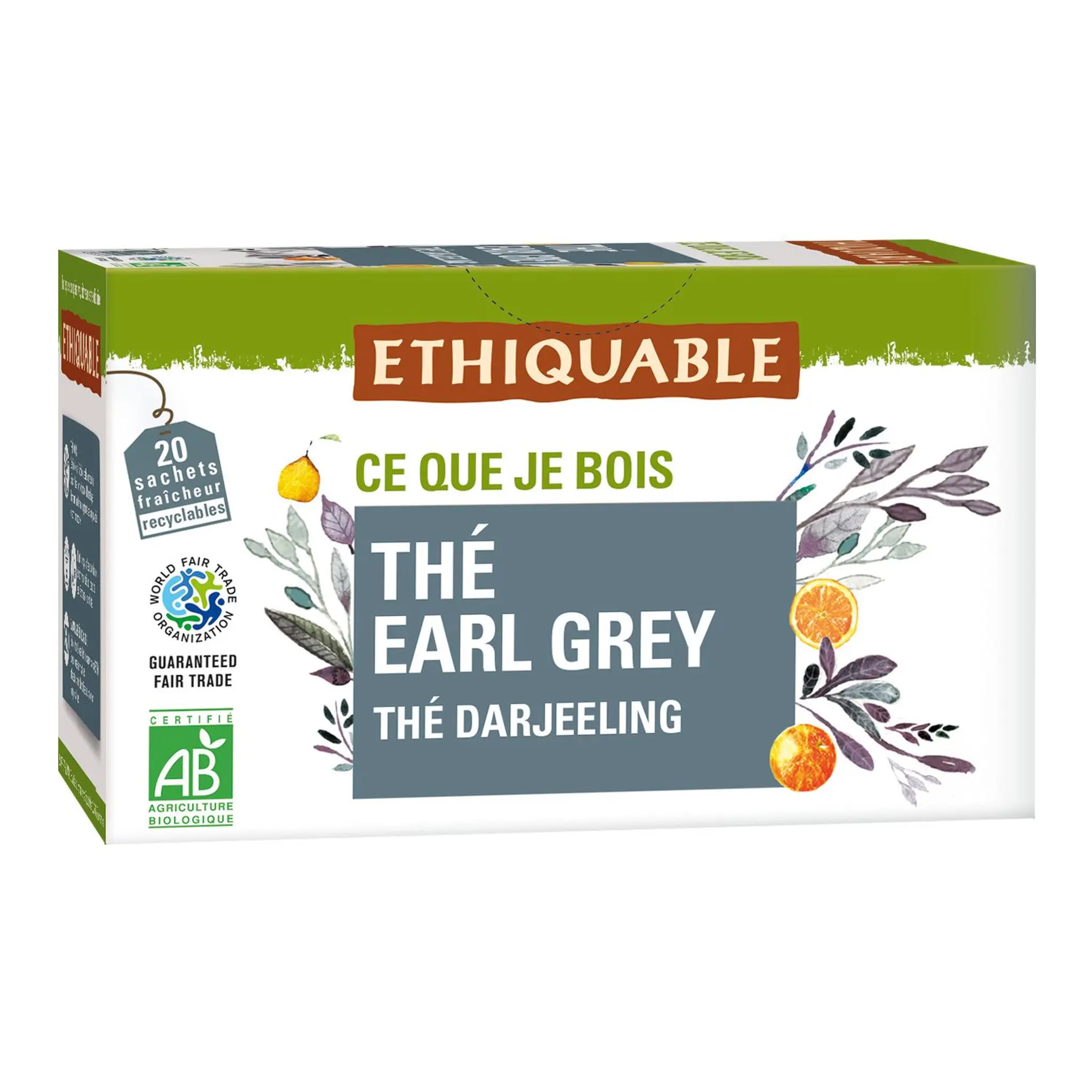 ETHIQUABLE Thé noir bio Earl Grey Darjeeling