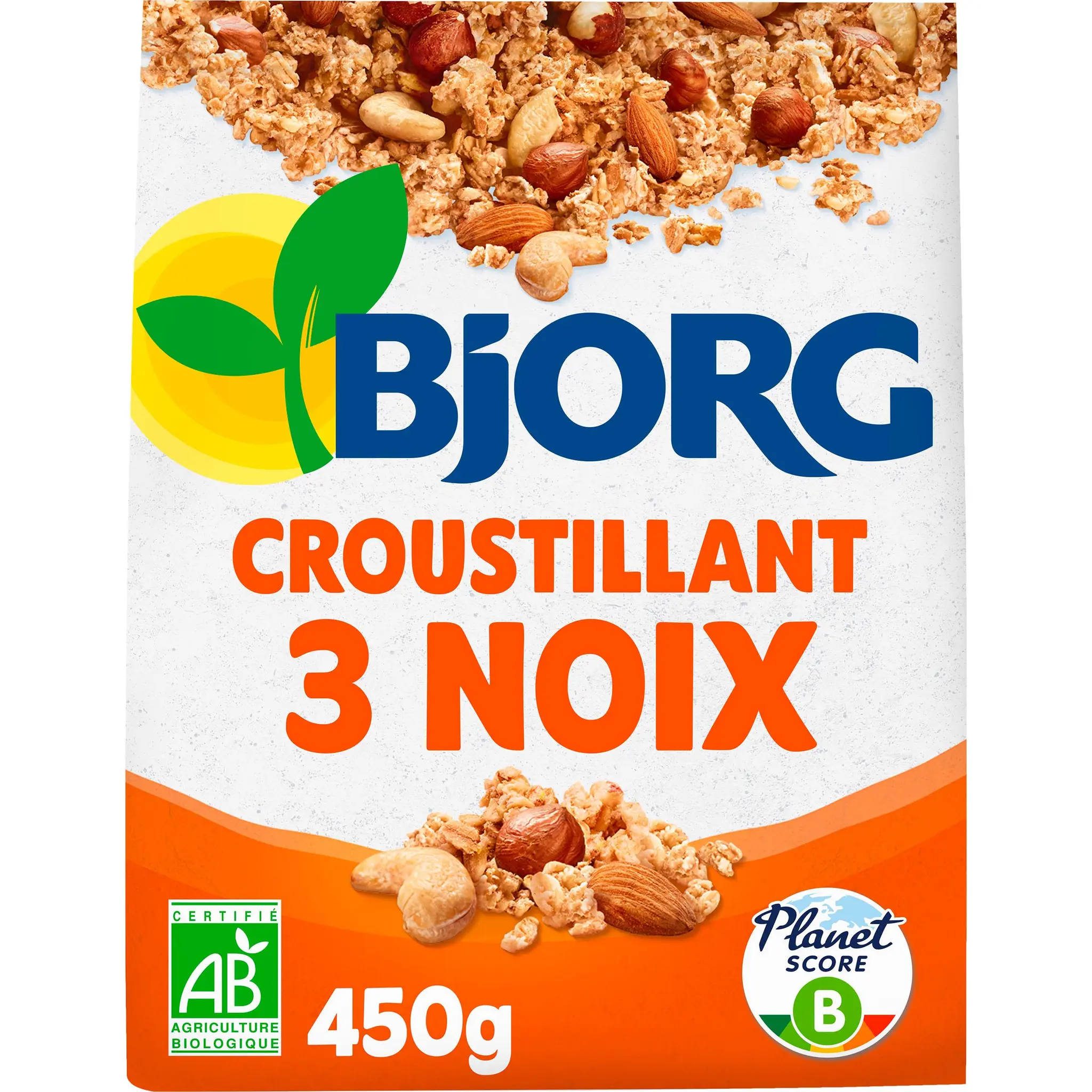 BJORG Muesli croustillant bio aux 3 noix noisettes amandes et noix de cajou