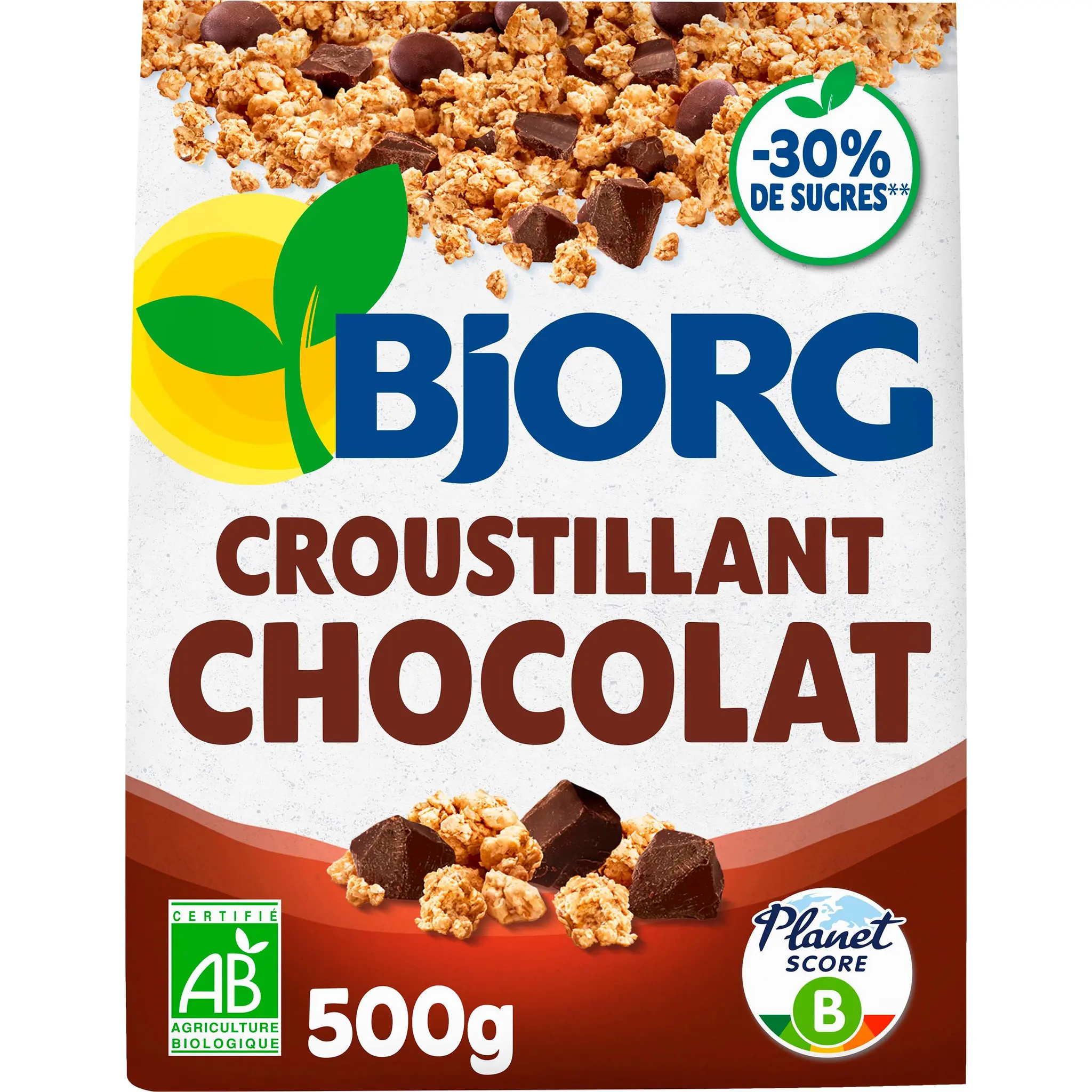 BJORG Croustillant céréales bio au chocolat réduit en sucres