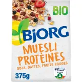 BJORG Muesli protéines soja dattes et fruits rouges bio sans sucre ajoutés