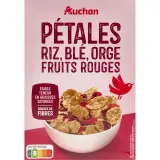 AUCHAN Céréales pétales de riz blé orge et fruits rouges