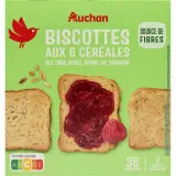 AUCHAN Biscottes aux 6 céréales sans huile de palme