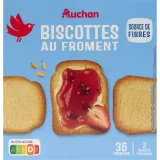 AUCHAN Biscottes au froment sans huile de palme