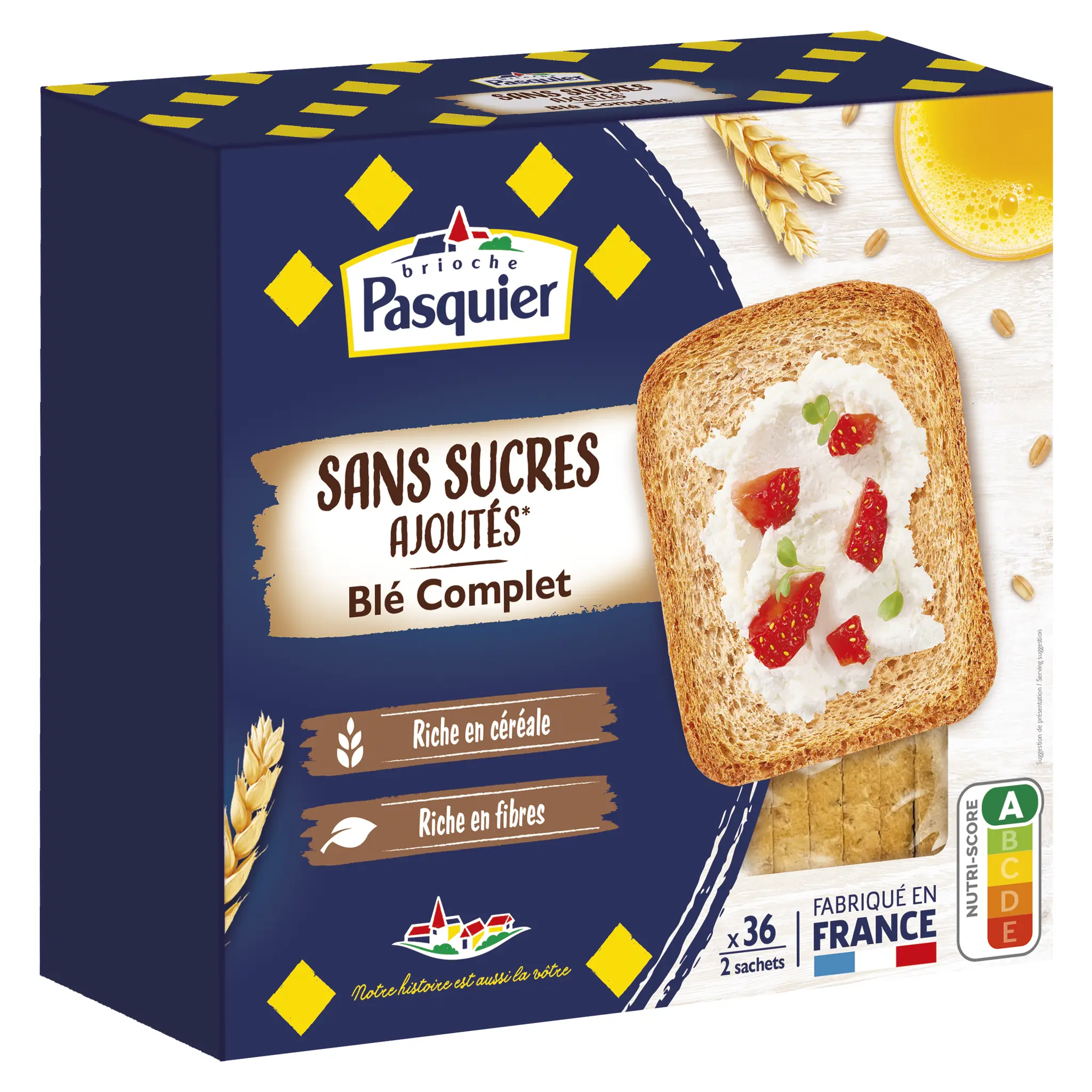 PASQUIER Biscottes au blé complet sans sucres ajoutés
