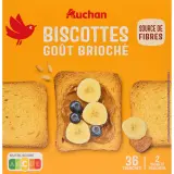 AUCHAN Biscottes saveur briochée sans huile de palme