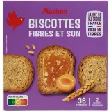 AUCHAN Biscottes fibre et son