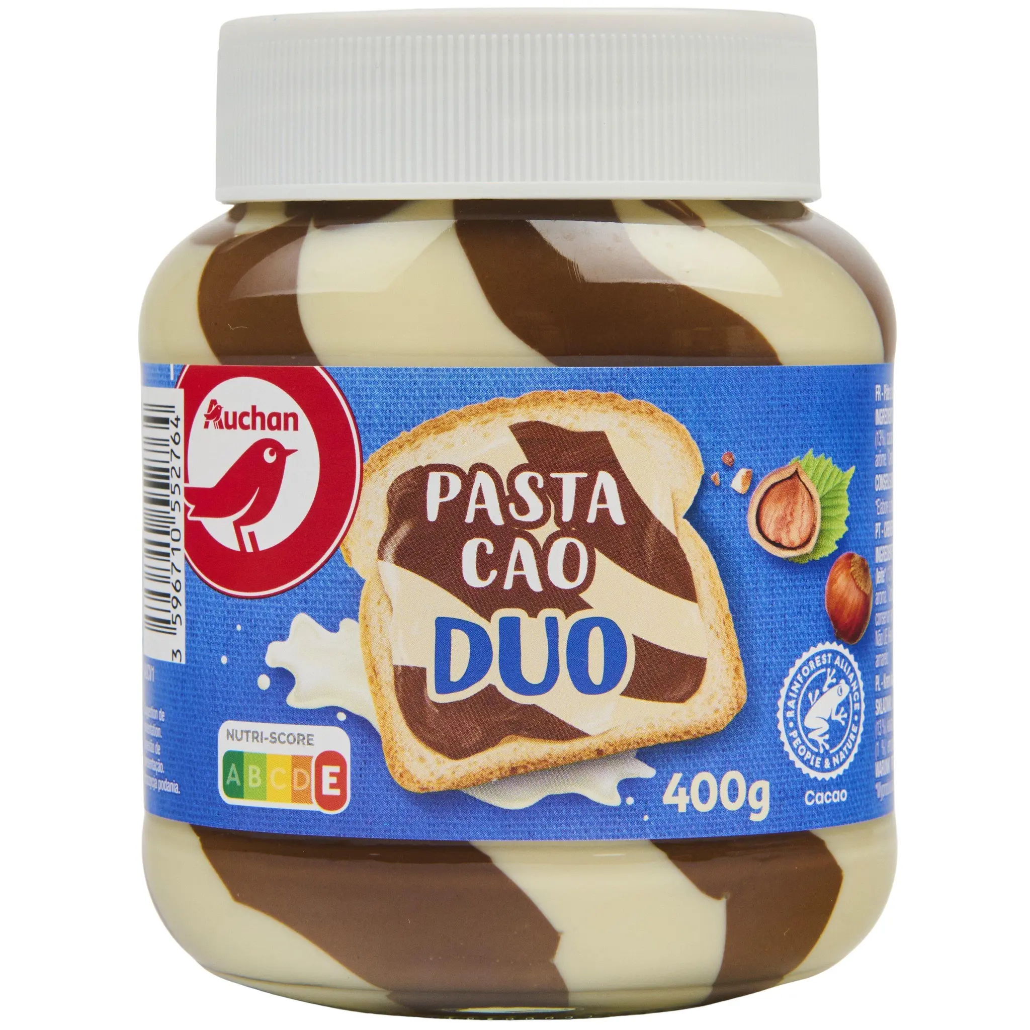 AUCHAN Pâte à tartiner pasta cao duo à la noisette