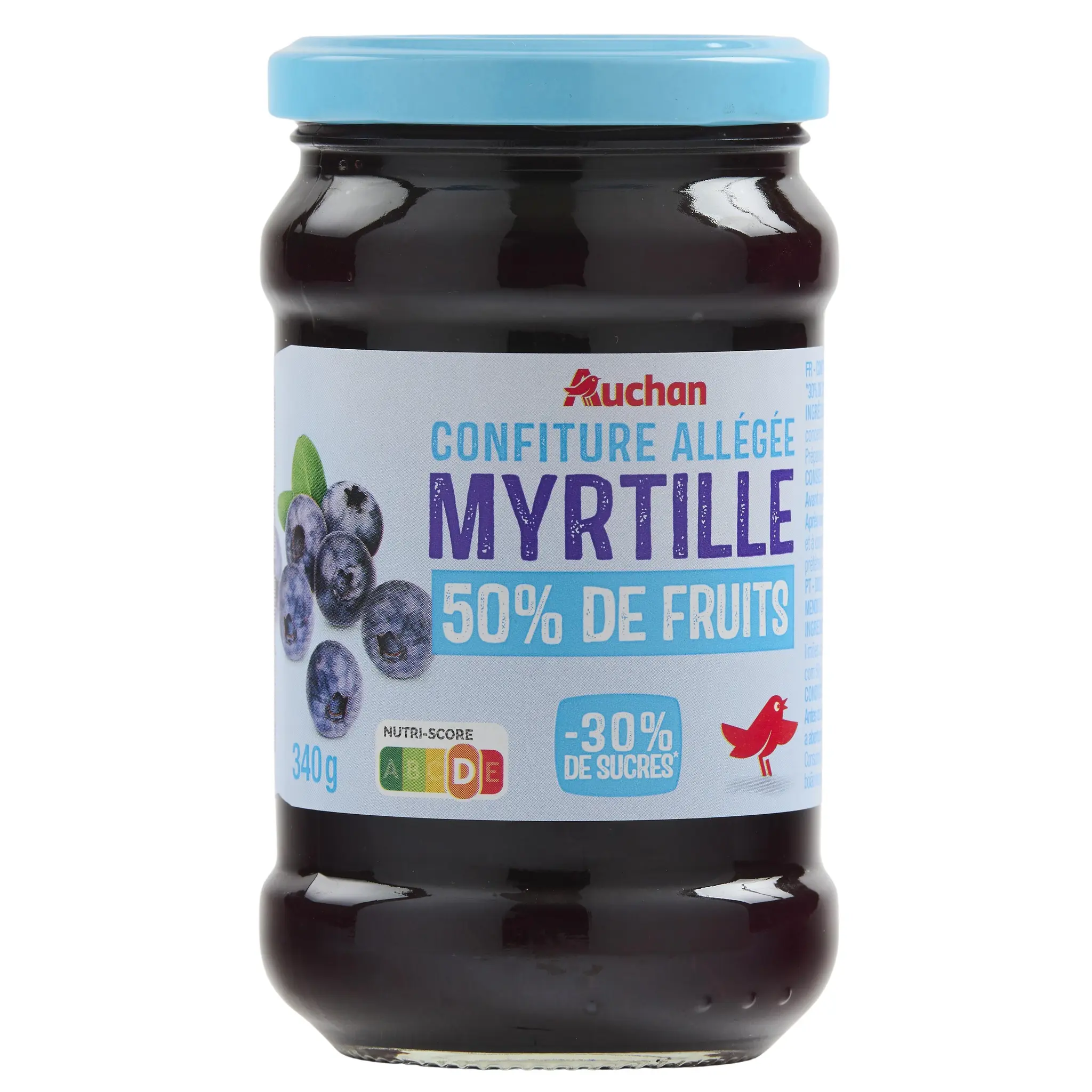 AUCHAN Confiture allégée à la myrtille 50%