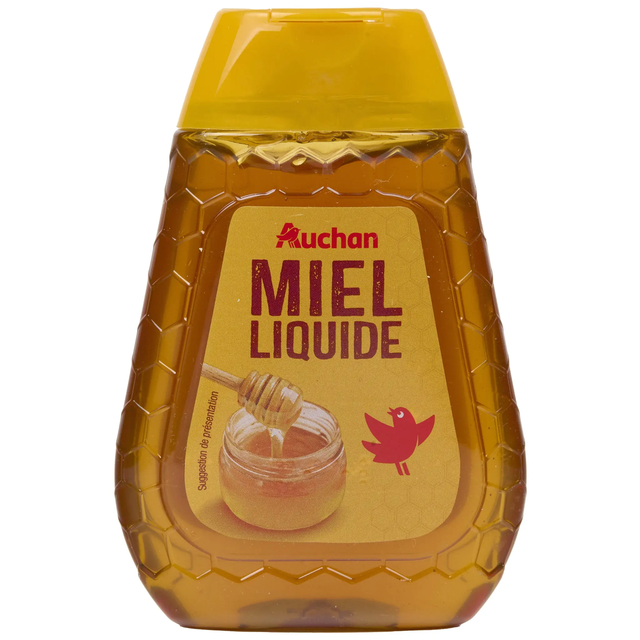 AUCHAN Miel de fleurs liquide équilibré et fleuri, en flacon doseur