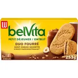 BELVITA Biscuits petit-déjeuner duo fourrés goût choco-noisette sachets fraîcheur
