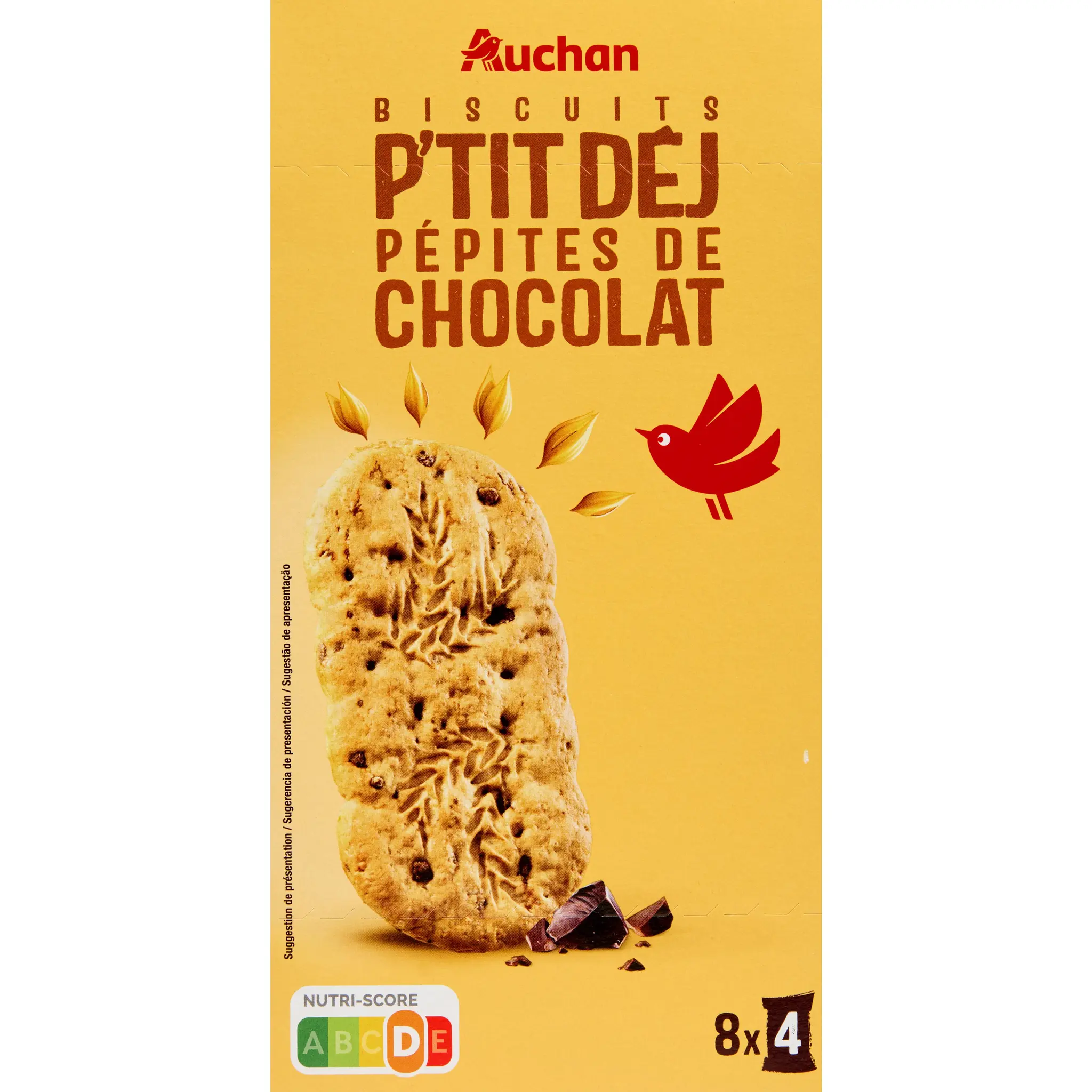 AUCHAN Biscuits petit-déjeuner pépites de chocolat
