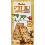 AUCHAN Biscuits p'tit dej animaux aux pépites de chocolat