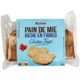 AUCHAN Pain de mie tranché riche en fibres sans gluten