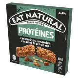 EAT NATURAL Barres de céréales protéinés aux cacahuètes amandes caramel et sel de mer sans gluten