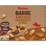 AUCHAN Barres amande cacahuète et miel
