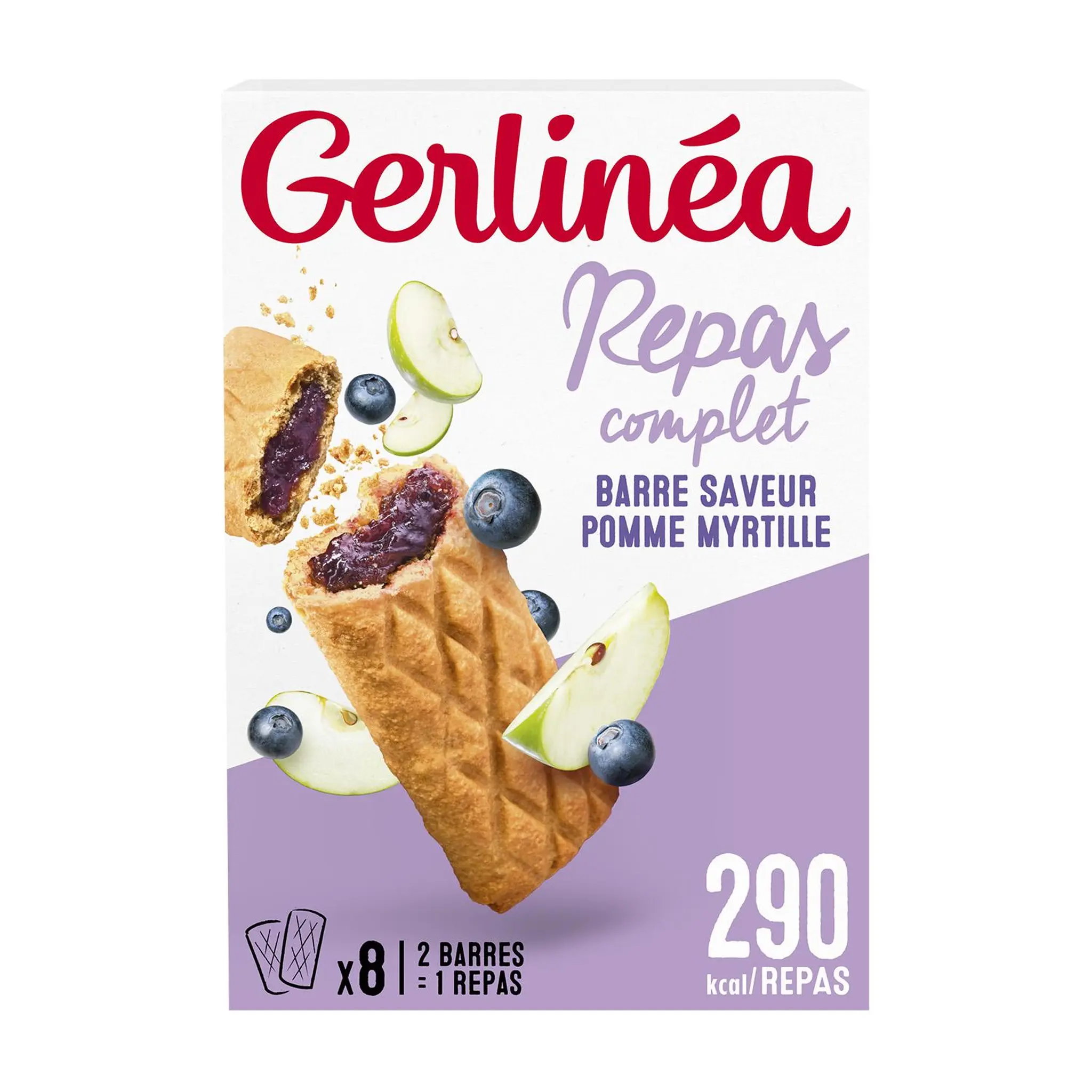 GERLINEA Barres repas équilibré pommes myrtilles arôme naturel