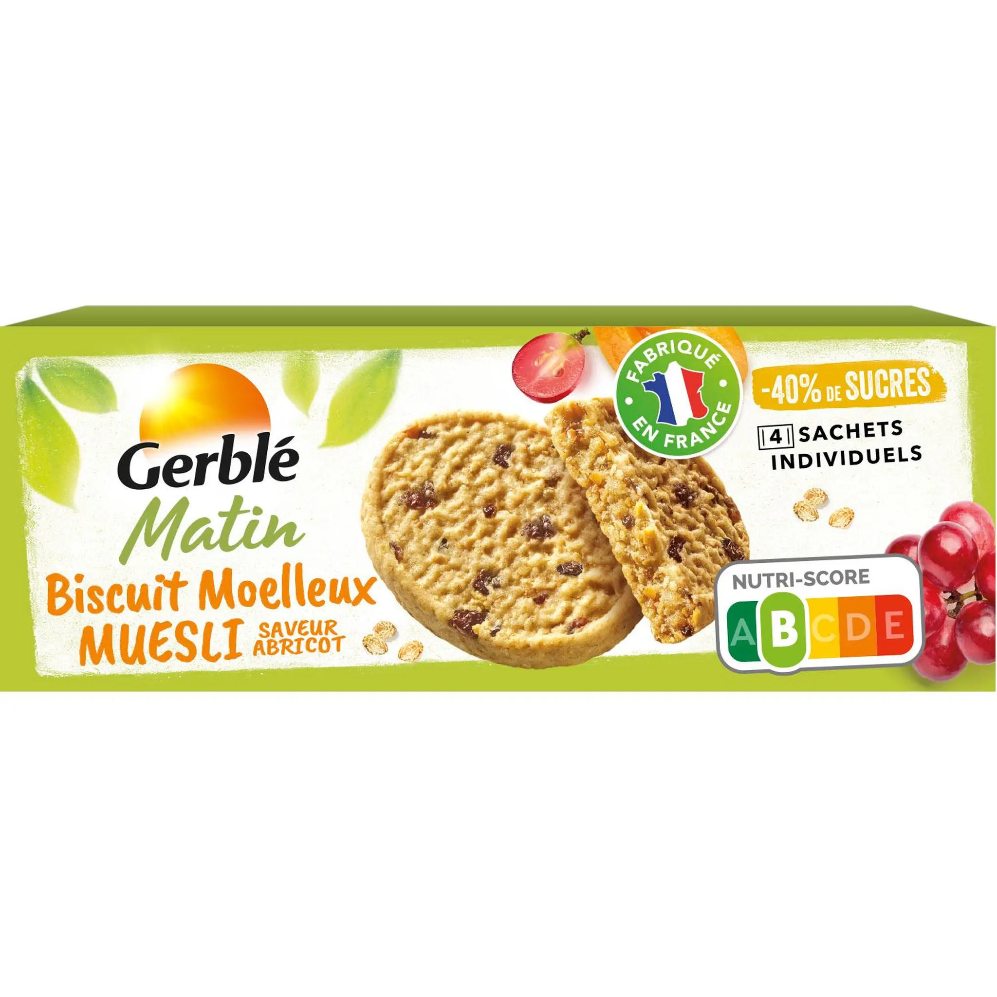 GERBLE Biscuit moelleux aux muesli saveur abricot