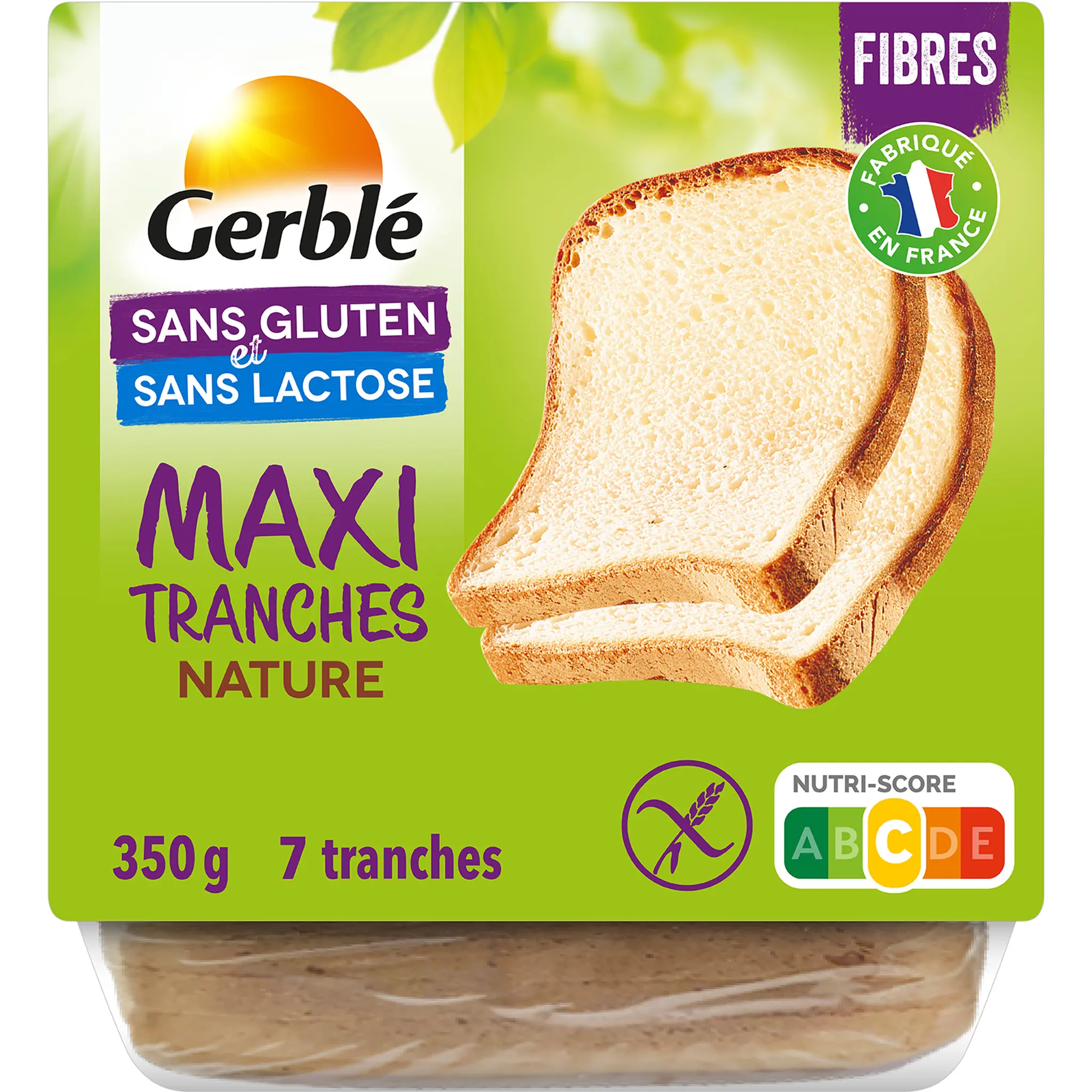 GERBLE Pain maxi tranches nature sans gluten sans lactose