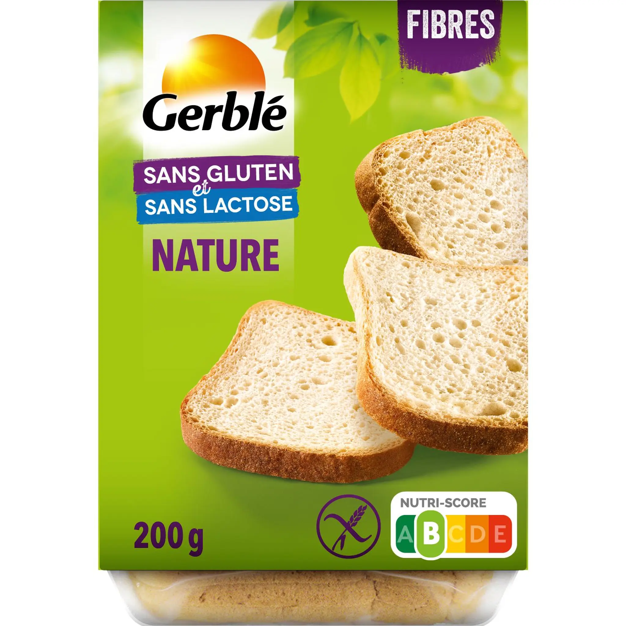 GERBLE Pain de mie tranché nature sans gluten et lactose