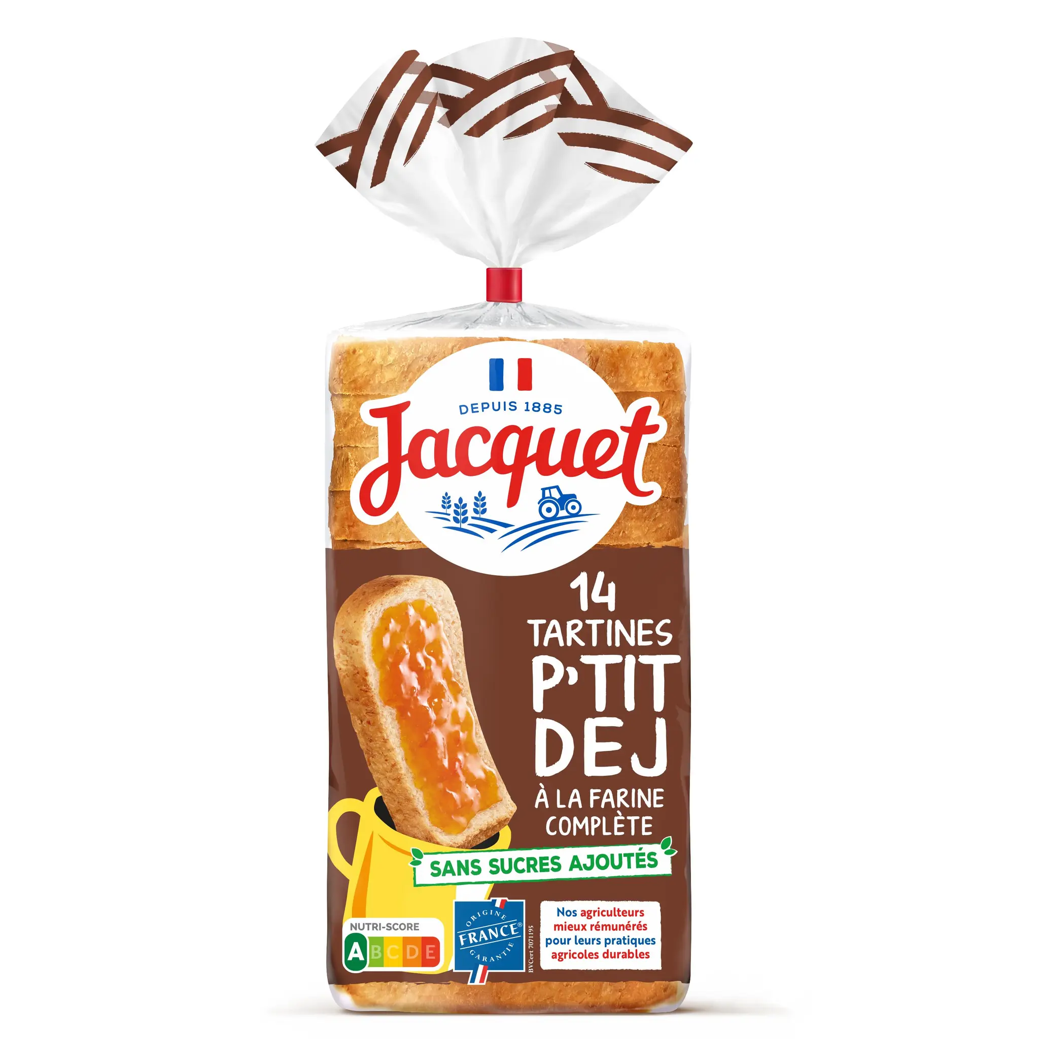 JACQUET Tartine p'tit déj pain de mie farine complète