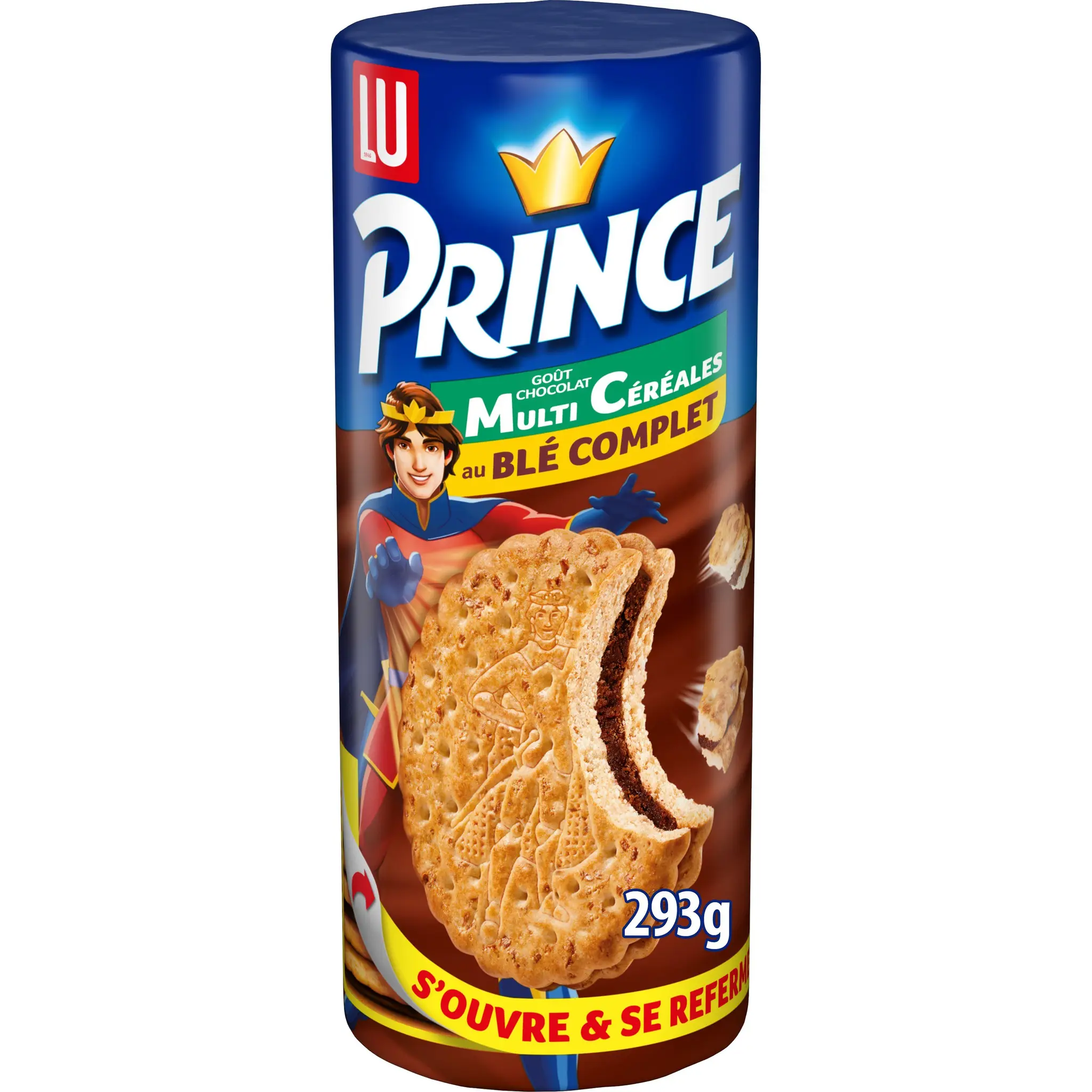 PRINCE Biscuits goût chocolat multi céréales au blé complet ouverture facile