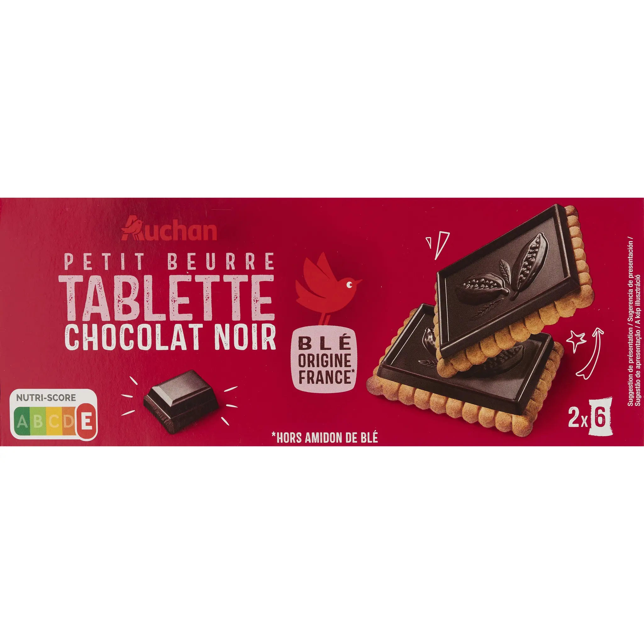 AUCHAN Petit beurre au chocolat noir