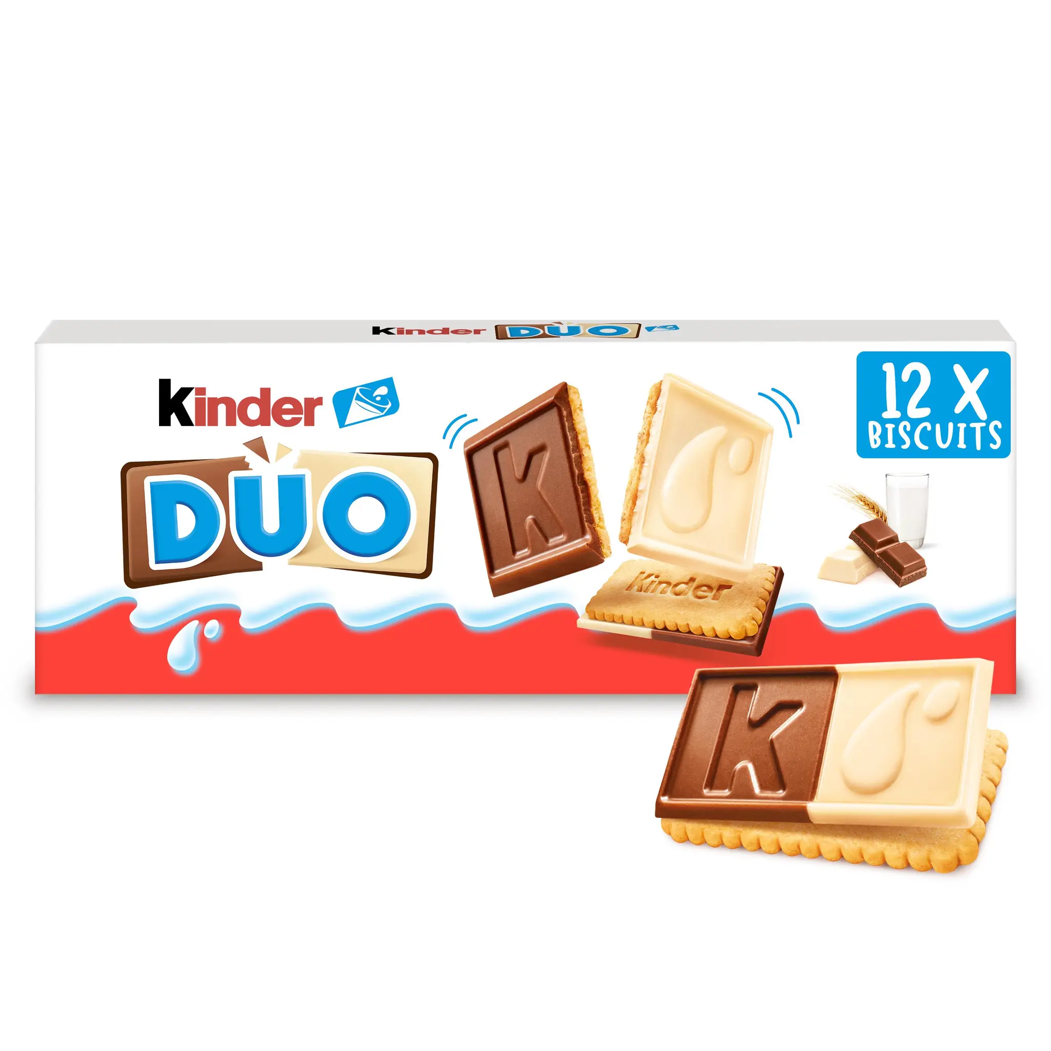 KINDER Duo Biscuits nappés de chocolat au lait et chocolat blanc
