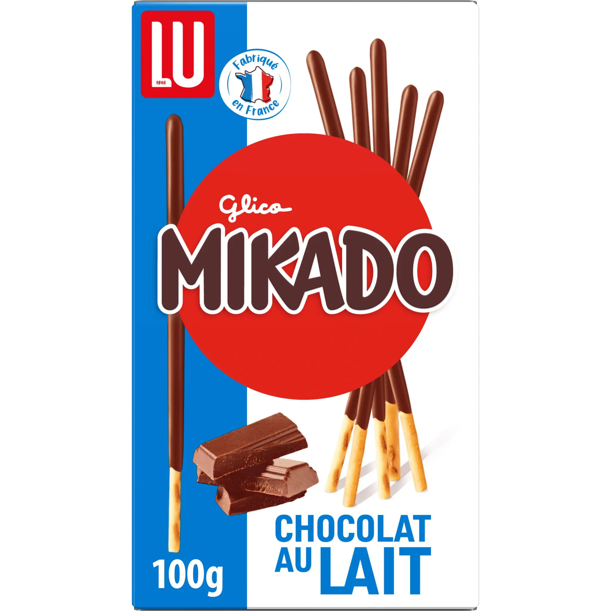 MIKADO Biscuits bâtonnets nappés au chocolat au lait