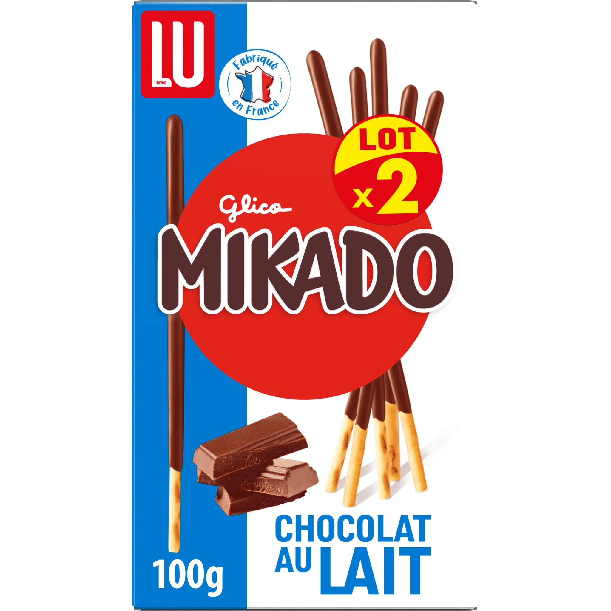 MIKADO Biscuits bâtonnets nappés de chocolat au lait