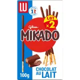MIKADO Biscuits bâtonnets nappés de chocolat au lait