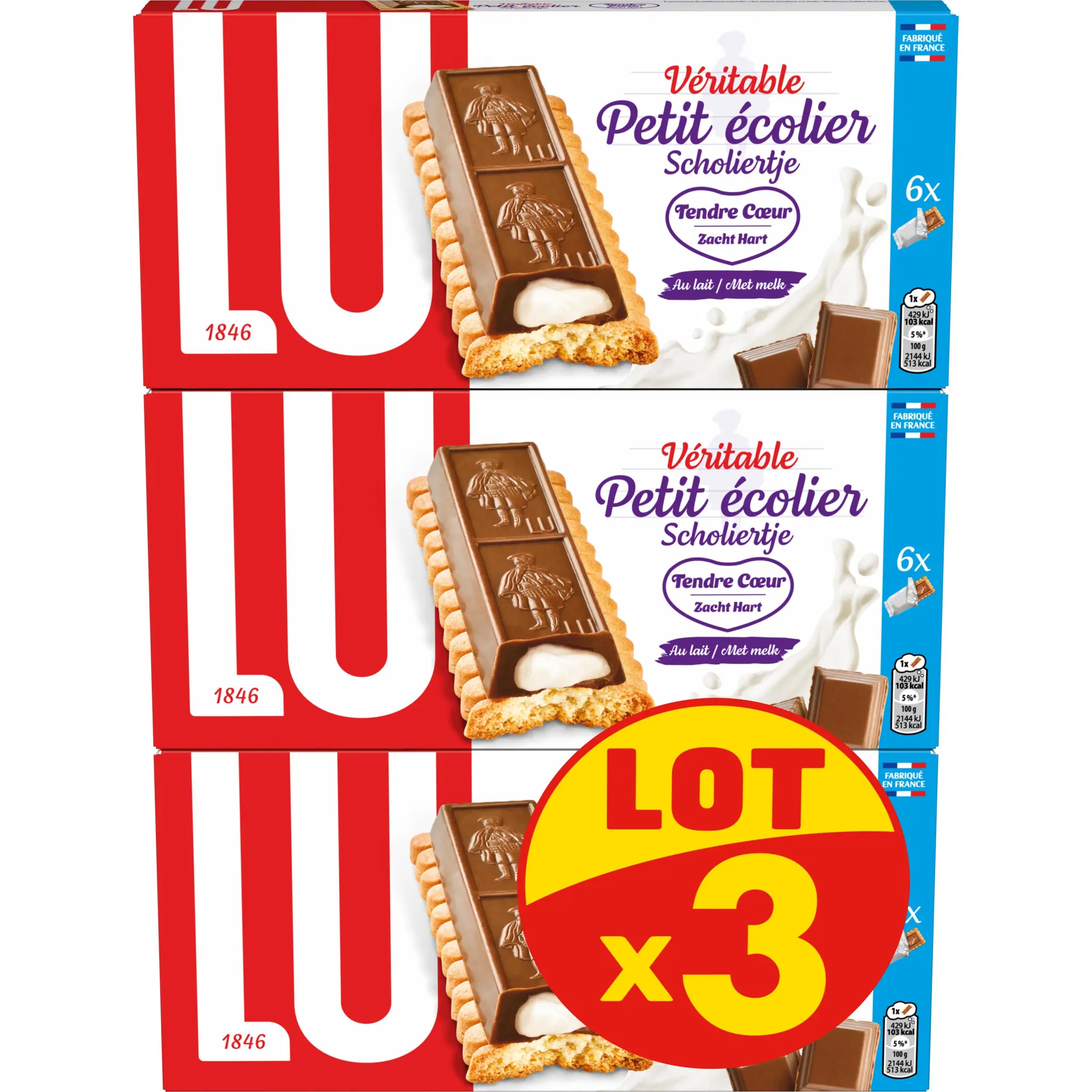 LU Petit écolier tendre cœur au lait