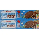 AUCHAN Biscuits sablés nappés de chocolat au lait sachets fraîcheur