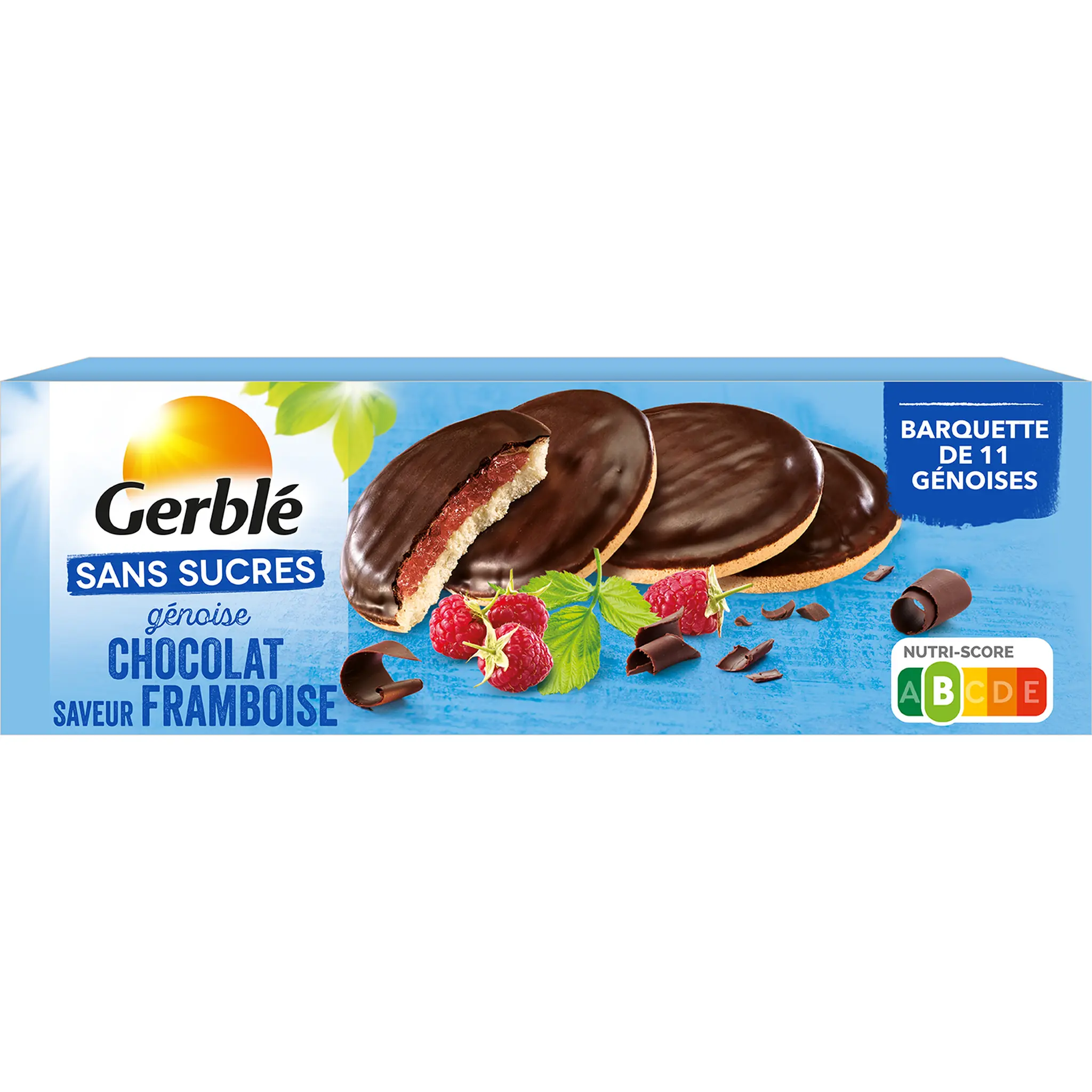 GERBLE Génoise chocolat framboise sans sucres