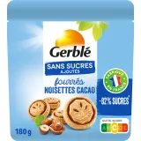 GERBLE Biscuits fourrés cacao noisettes sans sucres ajoutés