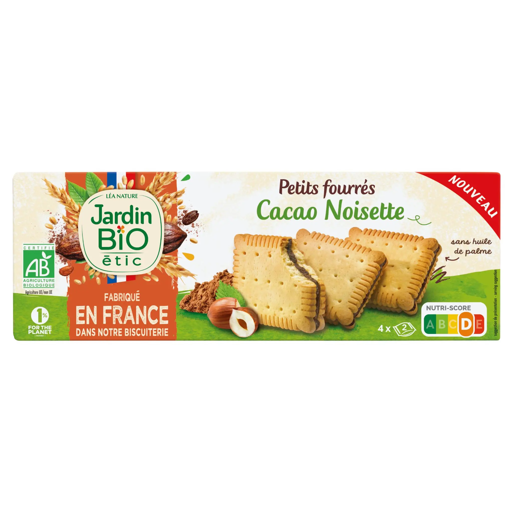 JARDIN BIO ETIC Biscuits fourrés au cacao noisette sans huile de palme
