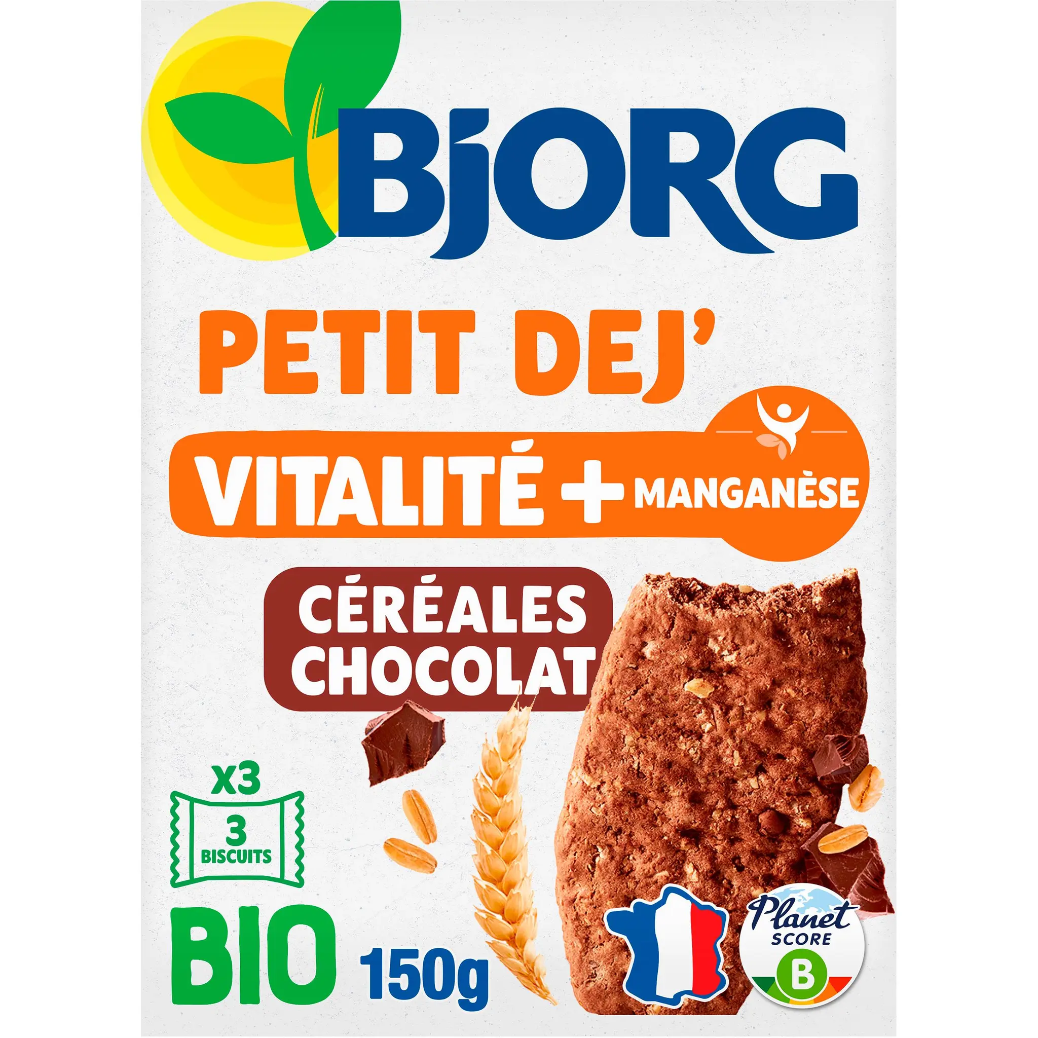 BJORG Biscuits bio aux céréales avec pépites de chocolat